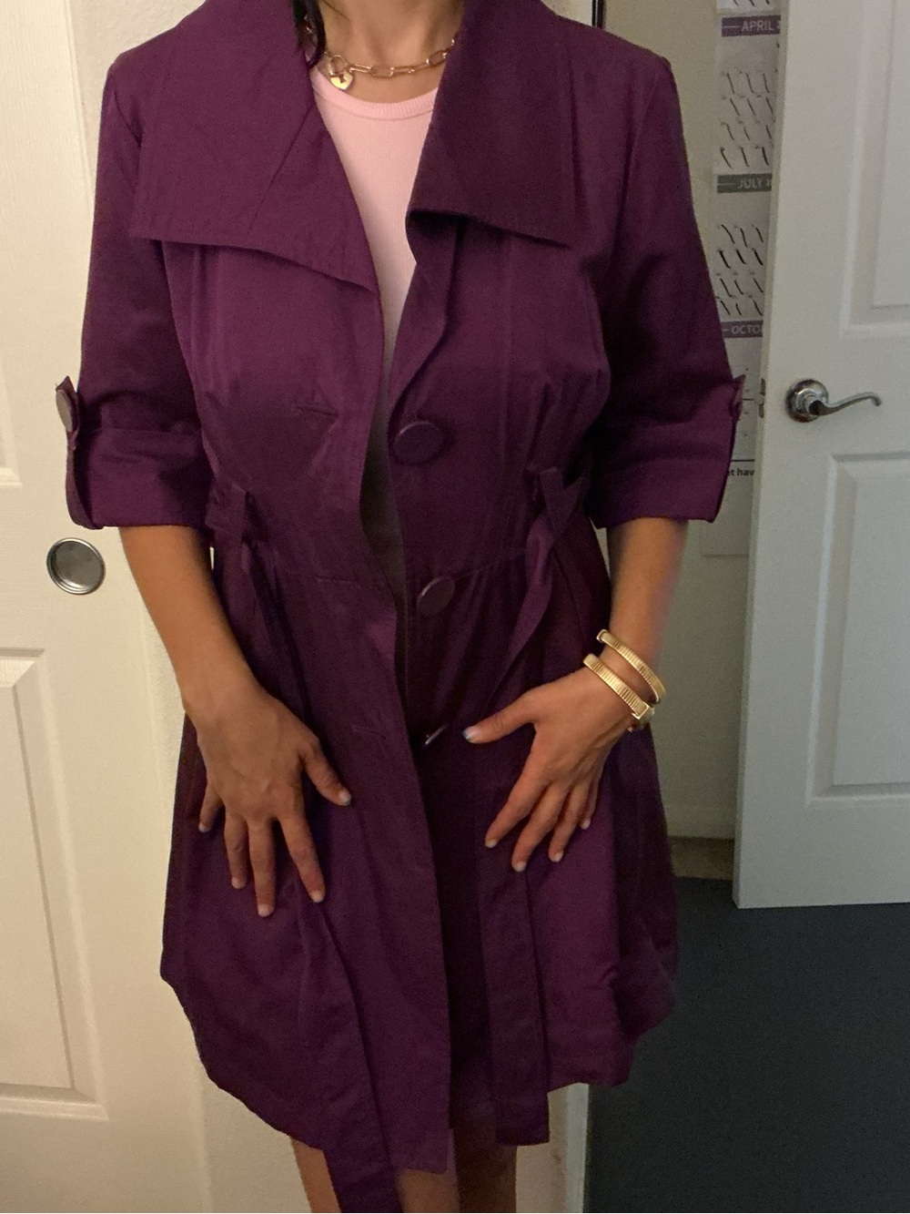 ambition Plum Purple Trench Coat with Self-Tie Waist